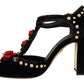Dolce & Gabbana Black Mary Jane Pumps Roses Crystals Shoes