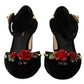 Dolce & Gabbana Elegant Velvet Studded Heels with Floral Accent