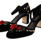 Dolce & Gabbana Elegant Velvet Studded Heels with Floral Accent