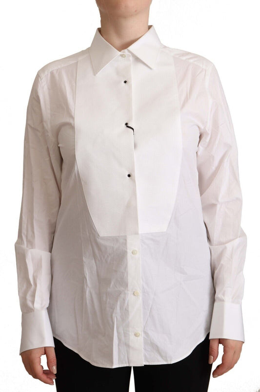 Dolce & Gabbana Elegant White Cotton Collared Top