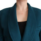 Dolce & Gabbana Elegant Blue Green Wool-Anogra Wrap Coat