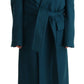 Dolce & Gabbana Elegant Blue Green Wool-Anogra Wrap Coat