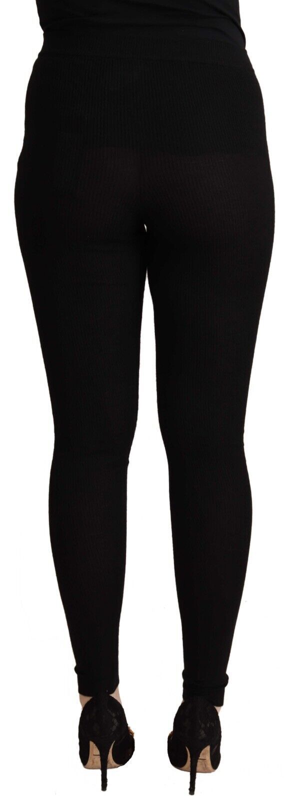 Dolce & Gabbana Black High Waist Cashmere Tights Pants