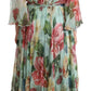 Dolce & Gabbana Elegant Floral Green Midi Silk Dress