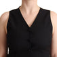 Dolce & Gabbana Elegant Black Vest Top with Button Detail