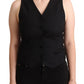 Dolce & Gabbana Elegant Black Vest Top with Button Detail