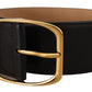 Dolce & Gabbana Elegant Black Leather Belt with Gold Buckle