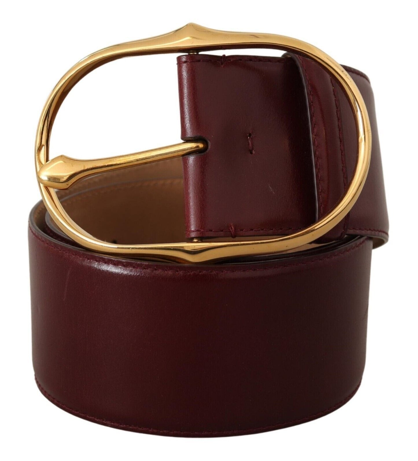 Dolce & Gabbana Elegant Brown Leather Belt with Gold Oval Buckle