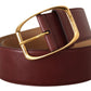 Dolce & Gabbana Elegant Maroon Leather Belt with Gold Buckle