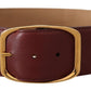 Dolce & Gabbana Elegant Maroon Leather Belt with Gold Buckle