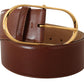 Dolce & Gabbana Elegant Brown Leather Belt with Gold Buckle