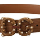 Dolce & Gabbana Elegant Croco Leather Amore Belt with Pearls