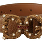 Dolce & Gabbana Elegant Croco Leather Amore Belt with Pearls