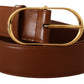 Dolce & Gabbana Elegant Brown Leather Belt with Gold Buckle