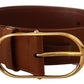 Dolce & Gabbana Elegant Brown Leather Belt with Gold Buckle