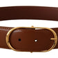 Dolce & Gabbana Elegant Brown Leather Belt with Gold Buckle