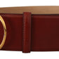 Dolce & Gabbana Elegant Maroon Leather Belt with Gold Buckle