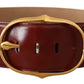 Dolce & Gabbana Elegant Maroon Leather Belt with Gold Buckle