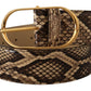 Dolce & Gabbana Elegant Phyton Leather Belt with Gold Buckle