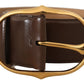 Dolce & Gabbana Elegant Brown Leather Belt with Gold Buckle