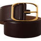 Dolce & Gabbana Elegant Dark Brown Leather Belt with Gold Buckle