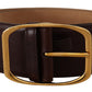 Dolce & Gabbana Elegant Dark Brown Leather Belt with Gold Buckle