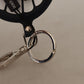 Dolce & Gabbana Chic Black Leather Keychain with Silver Accents