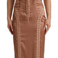 Dolce & Gabbana Elegant Beige Corset Midi Silk Dress