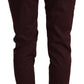 Just Cavalli Maroon Slim Fit Skinny Pants with Zipper Detail