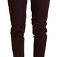 Just Cavalli Maroon Slim Fit Skinny Pants with Zipper Detail