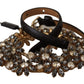 Dolce & Gabbana Elegant Crystal Daisy Chain Leather Belt