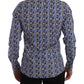 Dolce & Gabbana Slim Fit Blue Logo Cotton Shirt