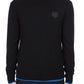 Kenzo Chic Black Cotton Sweater with Blue Accented Edges