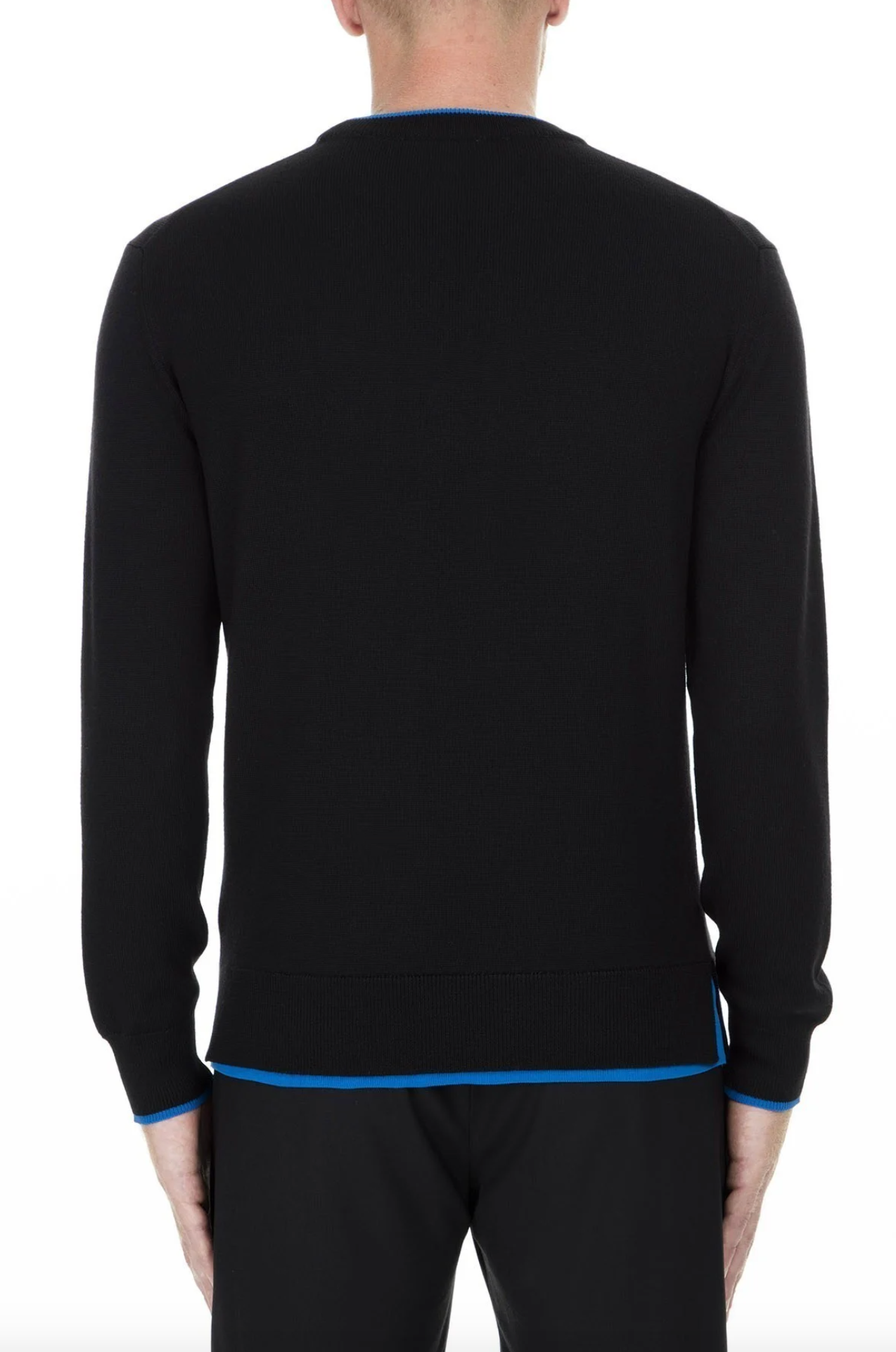 Kenzo Chic Black Cotton Sweater with Blue Accented Edges