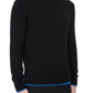 Kenzo Sleek Black Roundneck Sweater with Blue Accents