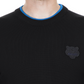 Kenzo Sleek Black Roundneck Sweater with Blue Accents