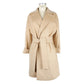 Made in Italy Elegant Beige Wool Coat with Waist Belt