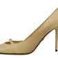 Dolce & Gabbana Chic Pointed Toe Leather Pumps in Sunshine Yellow