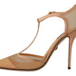 Dolce & Gabbana Elegant Beige Mesh T-Strap Pumps