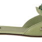 Dolce & Gabbana Elegant Crystal-Embellished Green Leather Slides