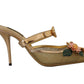 Dolce & Gabbana Floral Embellished Gold Leather Heels