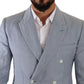 Dolce & Gabbana Elegant Slim Fit Light Blue Double Breasted Blazer