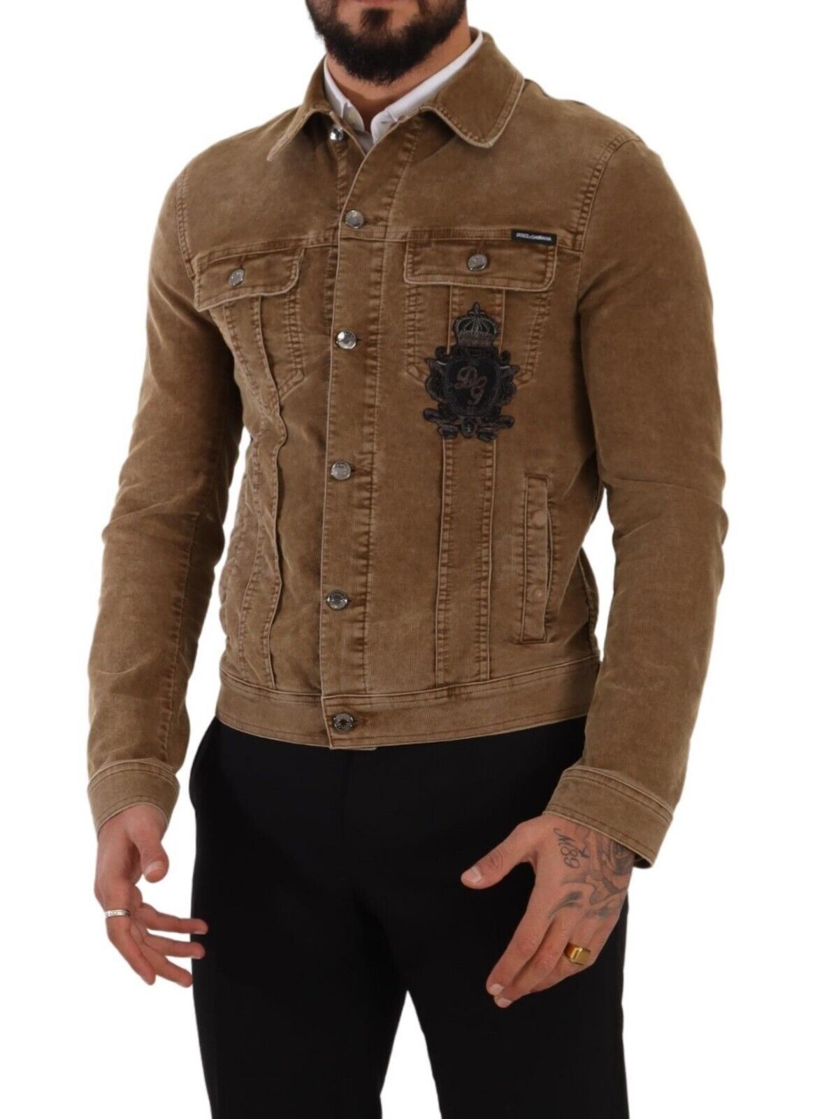 Dolce & Gabbana Elegant Corduroy Logo Jacket