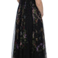 Dolce & Gabbana Multicolor Rose & Key Print Maxi Dress with Crystal