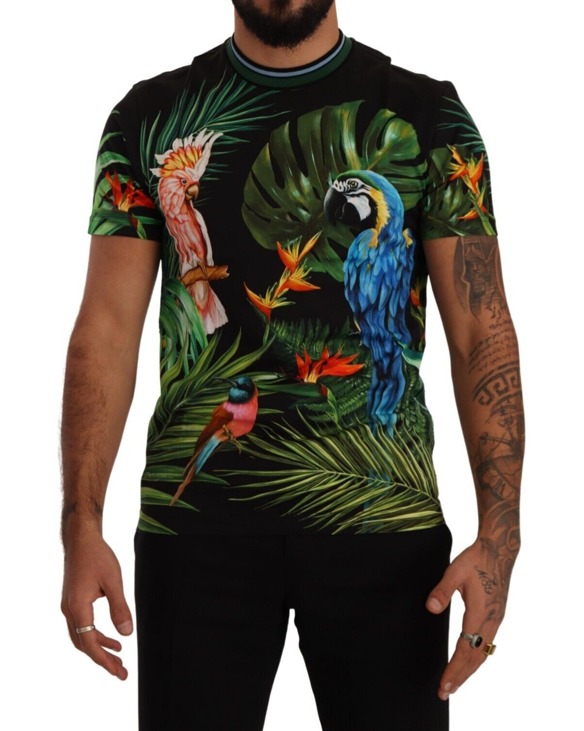 Dolce & Gabbana Jungle Print Crew Neck Cotton Tee