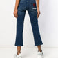 Love Moschino Chic Embellished Bootcut Cropped Jeans