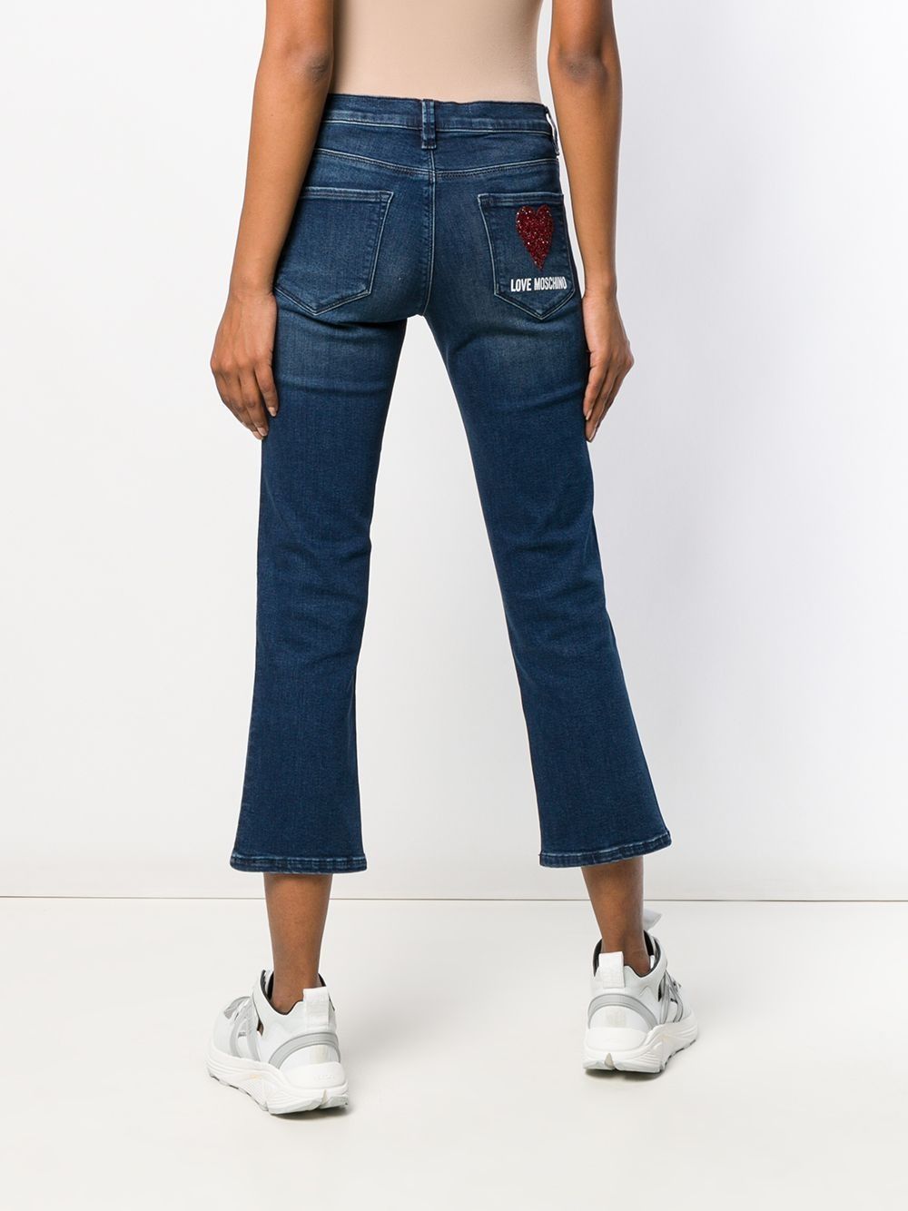 Love Moschino Chic Embellished Bootcut Cropped Jeans