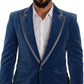 Dolce & Gabbana Elegant Velvet Blue Slim Fit Suit