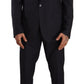 Dolce & Gabbana Elegant Navy Blue Wool Silk Men's Martini Suit