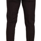 Dolce & Gabbana Elegant Maroon Striped Slim Fit Suit